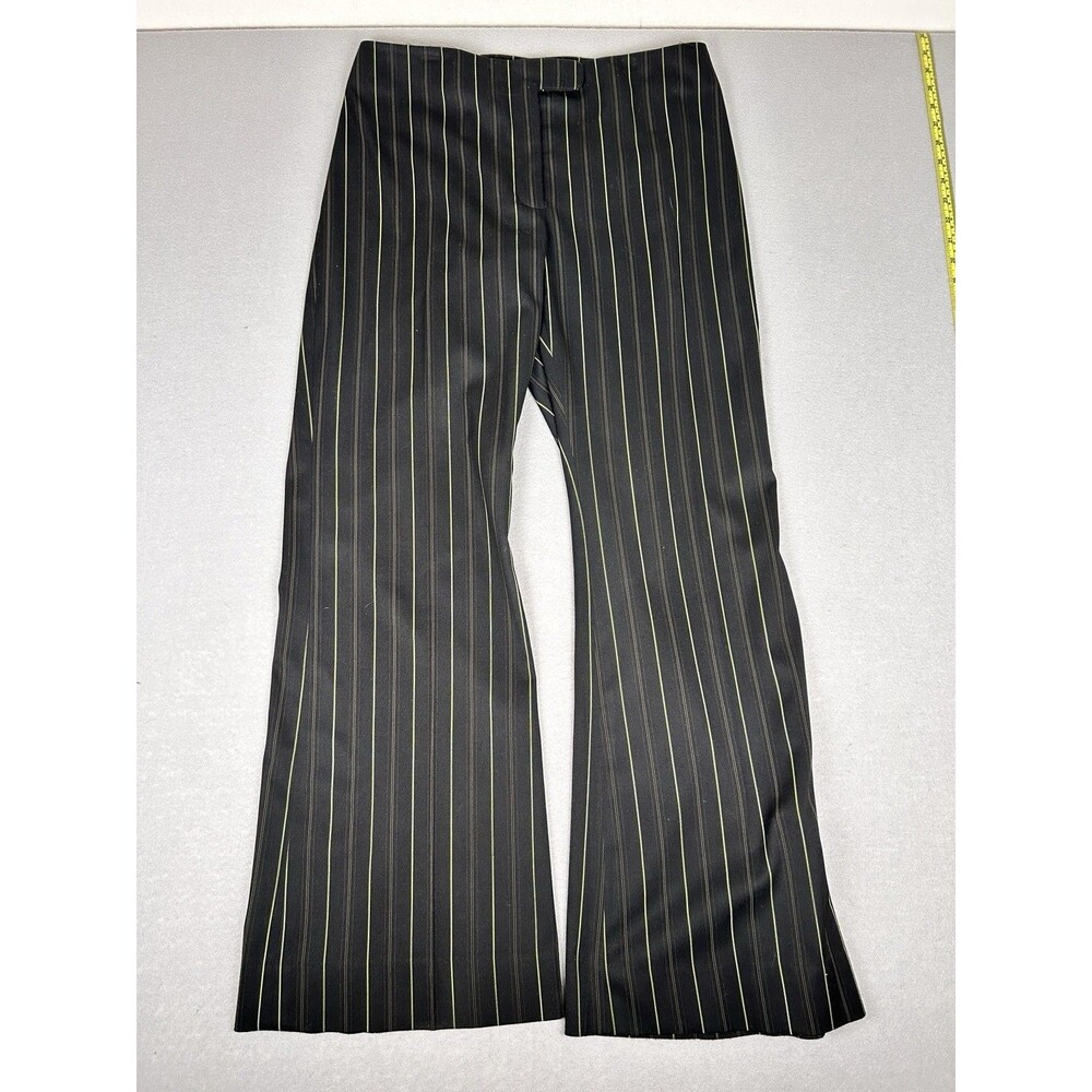 Garfield & Marks black w/ green pinstripe mid rise dress pants bootcut Wmns Sz 6
